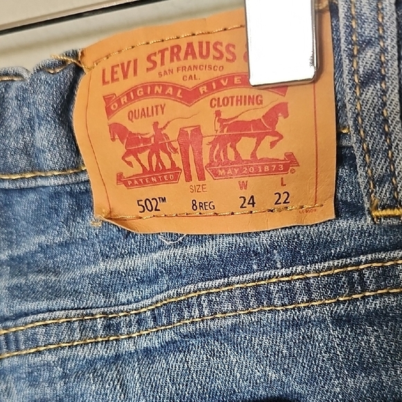 Levi's Light Blue Denim 502 Regular Taper Boy's Adjustable Waist Pants Size 8 - Picture 5 of 7